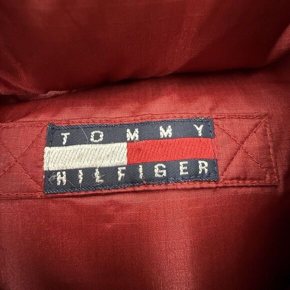Vintage Tommy Hilfiger Men XL Goose Down Puffer Vest Reversible Red Brown Y2K - Picture 10 of 16